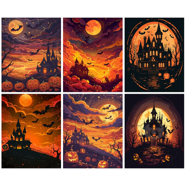 RUOPOTY Oil Picture By Numbers Handmade Canvas Painting Halloween Town Number Paiting Gift _voghion.com