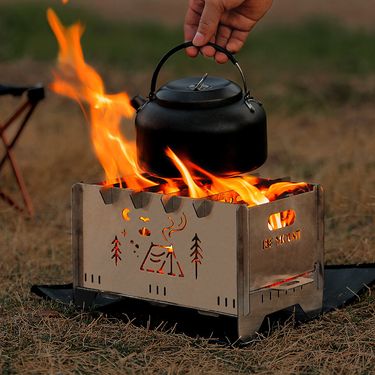 Outdoor Camping Detachable Barbecue Ultra Lightweight Card Multi purpose Stainless Steel Firewood Stove_voghion.com
