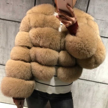 Women's Fur Coat Imitation Fox Fur Splicing Winter Thickened Warm Long-sleeved Short Fur Coat_voghion.com