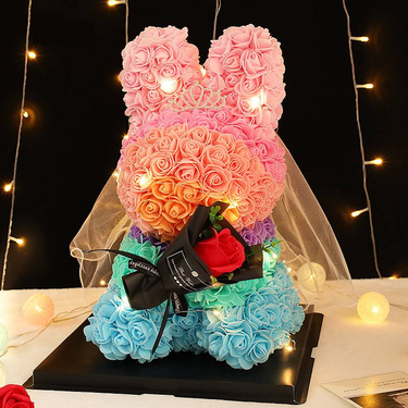 520 Chinese Valentine's Day Gift Preserved Flower Rabbit Doll For Girlfriend's Birthday TikTok Same Creative Ornaments Rose Bear_voghion.com