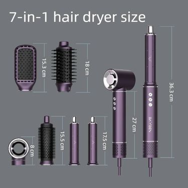 6-in-1 Professional Ionic Hair Dryer & Styler – 110,000 RPM Brushless Motor, 4 Heat/Speed Settings, Auto Curling, Ultra-Quiet 50dB_voghion.com