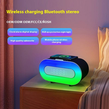 Wireless Charging Bluetooth Speaker - Multi-Function Speaker With Deep Bass & Eye-Care Night Light (Perfect For Bedroom & Gift)_voghion.com