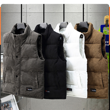 Men's Winter Quilted Vest With Print, Loose Fit Padded Sleeveless Jacket For Casual & Sports_voghion.com