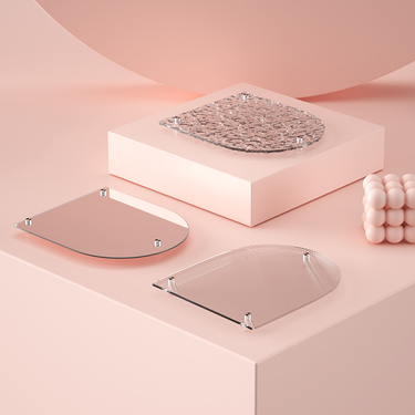 Transparent acrylic stripe shelf U-box dresser sundries cosmetics storage tray dessert Dim sum tray_voghion.com