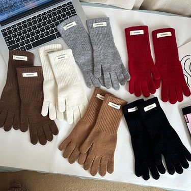 100% Wool~Shop/Merino Solid Color Knitted Warm Touchscreen Wool Gloves Winter_voghion.com