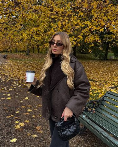 Women's Clothing Casual Faux Fur Collar Reversible Jacket - Cozy Winter Outerwear For Street Style (Brown, S/M/L)_voghion.com