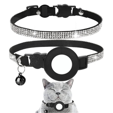 Rhinestone Decor Pet Collar For Airtag Tracker Case_voghion.com