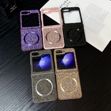 For Samsung Galaxy Z Flip 3 4 5 6 5G Luxury Glitter Shining Diamond Magnet Crystal Phone Case Cover_voghion.com