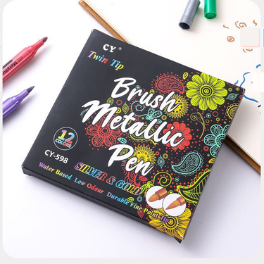 Dual-Tip Metallic Acrylic Paint Markers - Waterproof Signature & DIY Art Markers For Drawing, Graffiti, And Crafts_voghion.com