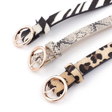Fashionable Versatile With Leopard Print And Snake Pattern Wo's Circular Alloy Japanese Buckle Decorative Belt For_voghion.com