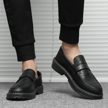 Summer British style men's leather shoes slip-on loafers for men youth leisure work cross-border delivery men's shoes_voghion.com