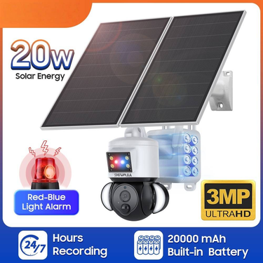 4G Solar Security Camera Outdoor - 20W High Power 360° PTZ HD Color Surveillance With 24/7 Recording_voghion.com