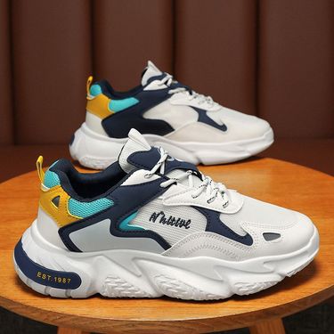 Spring New Breathable Mesh Men's Trendy And Versatile Thick Soled Sports Shoes, Casual Running Dad Shoes_voghion.com
