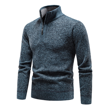 2023 new autumn and winter plus velvet men's large size half turtleneck sweater men's zipper sweater wholesale_voghion.com
