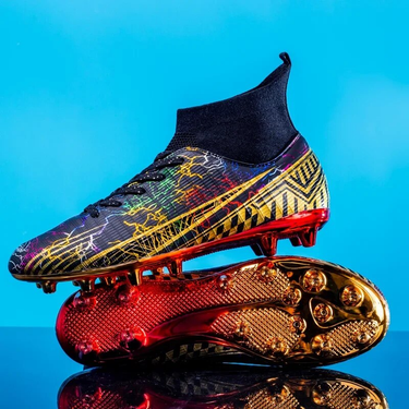 FG Men Soccer Turf Training Society Boot Anti-Slip Outdoor Childrens Football Shoes Long Spikes Ankle Sneakers_voghion.com
