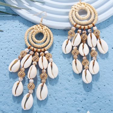 Instagram Bohemian Beach Resort Shell Beaded Vine Weaving and Earrings_ipsvogv.com