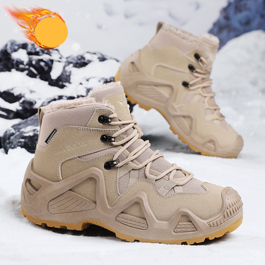 High top men's outdoor non-slip hiking boots large size thick soled Martens and warm cotton shoes_voghion.com