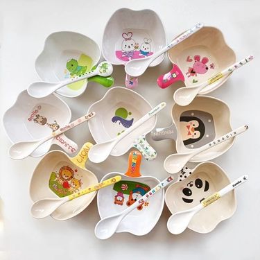 Dinosaur Cartoon Cute Baby Eating Food Supplement Tableware Household Children's Special Bamboo Fiber Rice Bowl_voghion.com