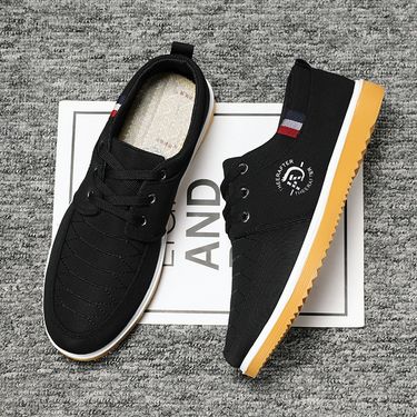 Large Size Men's Comfortable Round-Toe Canvas Casual Shoes With Breathable Design And Non-Slip Rubber Sole For Everyday Wear_voghion.com