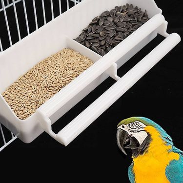 Durable PP Bird Feeder With Dual Compartments - Perfect For Parrots, Pigeons & Cockatiels - Easy-Fill Food And Water Bowls For Small Birds_voghion.com