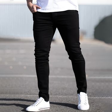 Premium Products New Slim Fitting Denim Trousers Station Men's Elastic Waist New Slim-fit Pants_voghion.com
