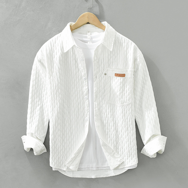 6790 Japanese minimalist long sleeved shirt for men's comfortable artistic casual top with loose base for men's clothing, one piece for hair_voghion.com
