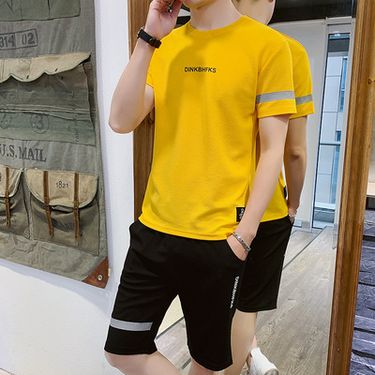CT Summer Men's Sports Suit Fitness Short Sleeve T-Shirt Shorts Five-Point Pants Breathable Casual Sportswear_voghion.com