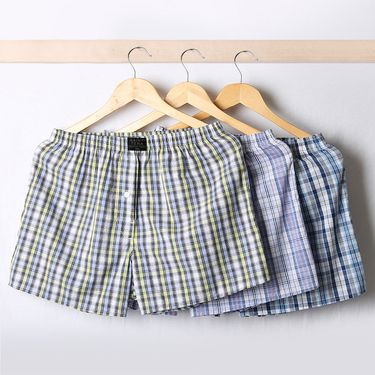 Men's Underwear Cotton Men's Boxer Briefs Loose Arrow Pants Thin 80% Cotton Plaid Boxer Shorts Head Pajamas Summer_voghion.com