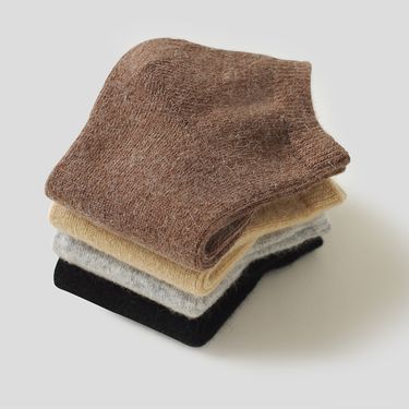 New autumn and winter wool boat socks for women warm thick wool socks Japanese short tube socks solid color wool socks_voghion.com