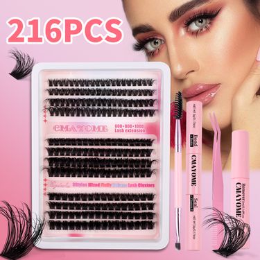 European and American cross border 216 clusters of thick false eyelashes set 60D80D100D natural curling DIY segmented eyelashes_voghion.com