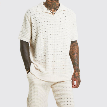 European and American summer Amazon cross-border men's sports and leisure daily loose and trendy short-sleeved polo collar shorts suit_voghion.com