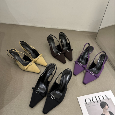 2024 Spring and Autumn Season New Fashion Versatile Bow Tie Pointed Thin Heels Women's Shoes Korean Style Baotou Sandals_voghion.com
