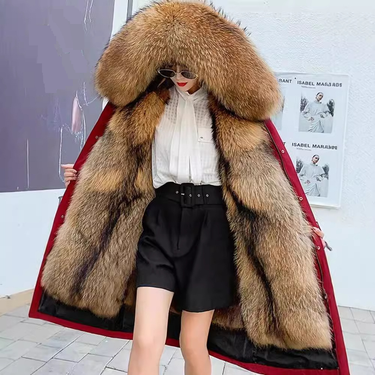 Women's Clothing new autumn and winter detachable parka new cotton coat women's mid length fur coat windbreaker_voghion.com