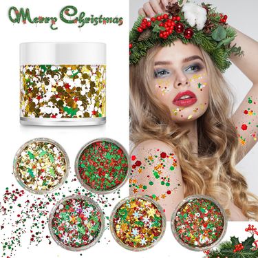 “3PCS"Christmas Gel Glitter Body Glitter Nail Glitter Gel Hair Body Makeup Stage Makeup_voghion.com