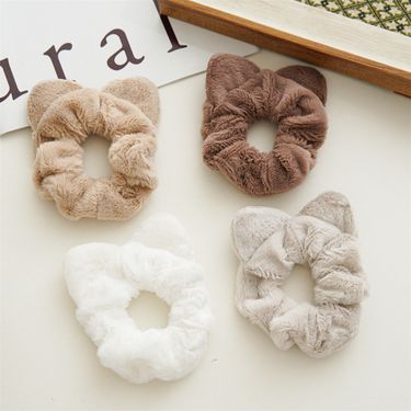 2024 winter new plush cloth large intestine hair band female simple cat ear headband versatile elastic headband_voghion.com