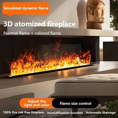 Color 3D Atomized Fireplace Embedded Home TV Cabinet Background Wall Exhibition Hall Electronic Fireplace Simulation Flame_voghion.com