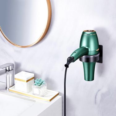 No-Drill Wall-Mounted Stand Bathroom Rack Storage Hair Dryer Holder_voghion.com