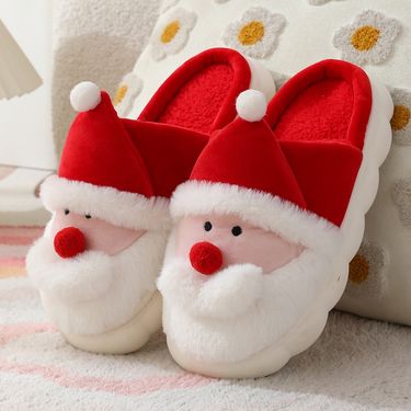 Cotton Slippers Indoor Autumn And Winter Santa Claus Cotton Slippers Men And Women Home Warm Winter Furry Slippers Household_voghion.com