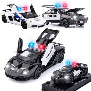 1:32 Alloy Car Model Police Public Security, Special Police Sports Car Model Sound And Light Pull Back Toy Car Children's Gifts_voghion.com