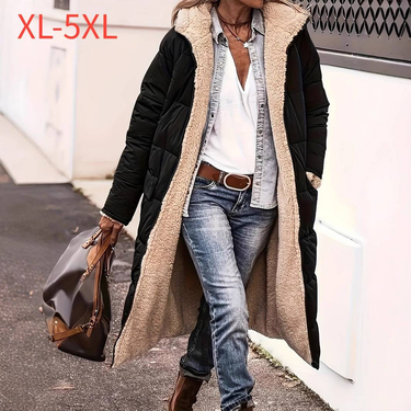 Women's Reversible Long Winter Coat – Thick Fleece Lined, Oversized Hooded Parka With Pockets (Black, Coffee, Grey, Caramel, Burgundy)_voghion.com