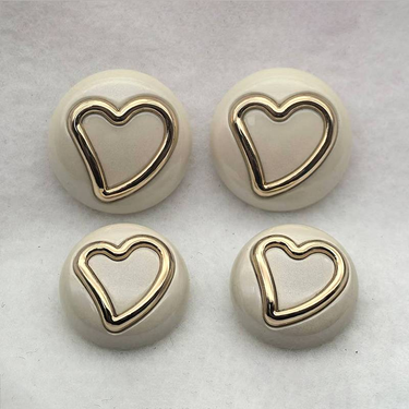6-10pcs Round Clothing Buttons Heart Shape Painting Process White Metal Button Uitable For Shirts, Coats, Pants._voghion.com