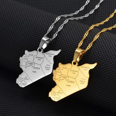Charm Colored Jewelry Hot Selling Map, City Pendant Necklace, Men's And Women's Temperament, Personalized Stainless_voghion.com