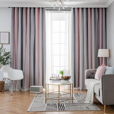 Curtains With Gradient Stripes And Yarn Blackout Curtains_voghion.com