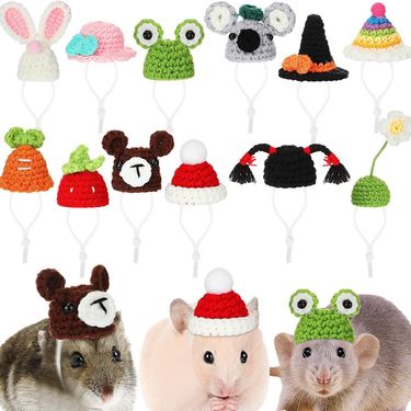 Mini Handmade Knitted Guinea Pig Little Mouse Hat Suitable For Snake Pet Lizard Hamster Bearded Dragon_voghion.com