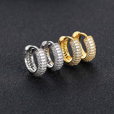 earrings hip hop round earrings earrings trendy brand personality micro inlaid zircon men's accessories_voghion.com