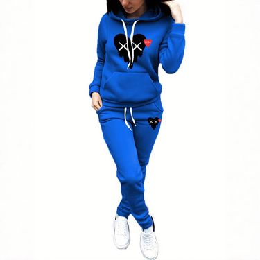 Women's Clothing 5766A6 Women's Clothing Fashion Print Solid Color Suit Leisure Sports Two Pieces_voghion.com