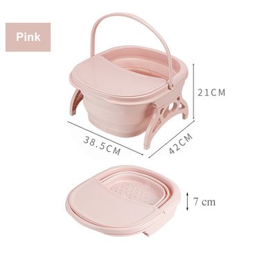 Foldable Footbath Portable Bathtub Plain Foaming Foot Soaking Bucket Massage Bucket Collapsible Footbath Basin with Lid_voghion.com