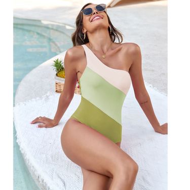 Women's Clothing Design Swimsuit Solid Color Splicing One Piece Swimsuit Female_voghion.com