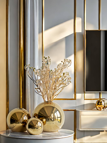 1pc Plating Golden Ball Ceramic Vase Home Decoration Ornaments Crafts Flower Pot Art Hydroponic Vases Home Decoration Ornament Gift_voghion.com