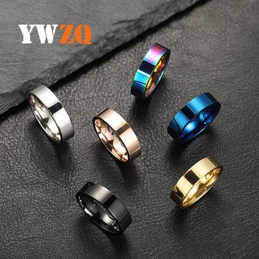 Stainless Jewelry 6mm Inner Ball Outer Flat Personalized Bright Face Titanium Steel Couple Ring Female Minority_voghion.com